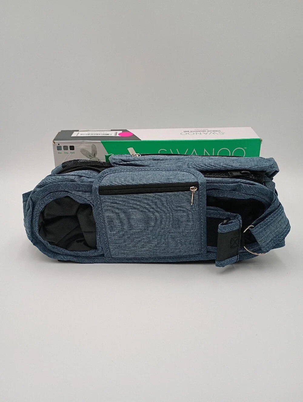 Swanoo Stroller Organizer Bag. Denim Blue. Open Box